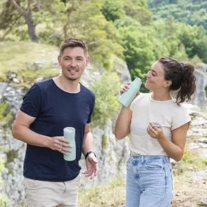 Cana Thermos Xavax To Go, 400 ml, izolata, gaura pentru bautura, albastru pastel