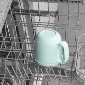 Xavax Cereal Mug To Go, with Topper, 2 Compartments, 500 + 200 ml, pastel blue/grey