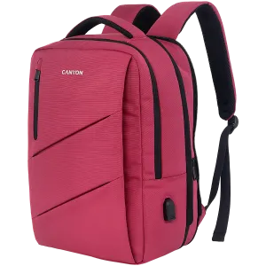 CANYON BPE-5, Rucsac pentru laptop pentru 15,6 inchi, Specificații/dimensiune produs (mm): 400 mm x 300 mm x 120 mm (+60 mm), roșu, materiale EXTERIOARE: 100% poliester, materiale interioare: 100% poliester greutate maximă (KGS): 12 kg