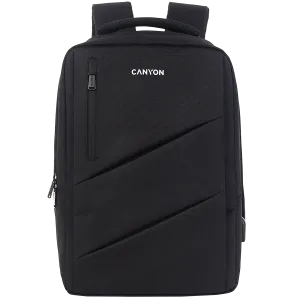 CANYON BPE-5, Laptop backpack for 15.6 inch, Product spec/size(mm): 400MM x300MM x 120MM(+60MM), Black, EXTERIOR materials:100% Polyester, Inner materials:100% Polyestermax weight (KGS): 12kg
