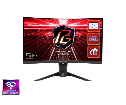 Monitor pentru jocuri ASRock PG27Q15R2A 27" QHD (2560X1440) 1500R VA, 165Hz, 1ms , 87% DCI-P3 , 2xHDMI, 1xDP, antenă WiFi, Freesync