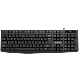 CANYON Kablolu Klavye, 104 tuş, USB2.0, Siyah, kablo uzunluğu 1,5 m, 443*145*24 mm, 0,37 kg, Bulgarca
