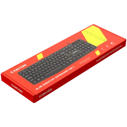 Tastatură cu fir CANYON, 104 taste, USB2.0, negru, lungime cablu 1,5 m, 443*145*24 mm, 0,37 kg, bulgară