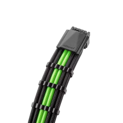 CableMod E-Series Pro ModMesh Sleeved 12VHPWR PCI-e Cable pentru Super Flower Leadex Platinum / Platinum SE / Titanium / V Gold Pro / V Platinum Pro, EVGA G7 / G6 / G5 / G3 / G2 / P2 / T2 (negru + verde deschis , 16 pini la 8 pini duali, 600 mm)