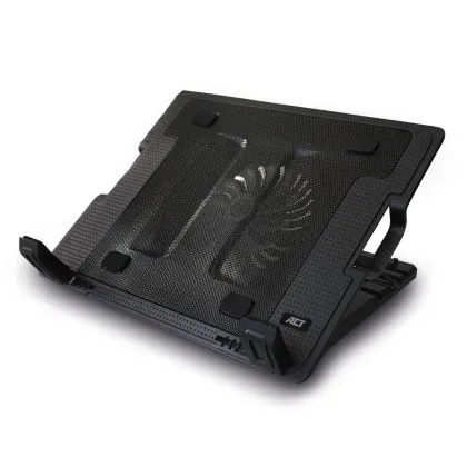 Cooler pentru laptop ACT, până la 17", un singur ventilator, 2 x hub USB, negru