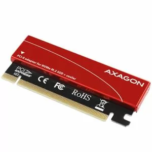 AXAGON PCEM2-S PCI-E 3.0 16x - M.2 SSD NVMe, 80 mm'ye kadar SSD, düşük profil, soğutucu