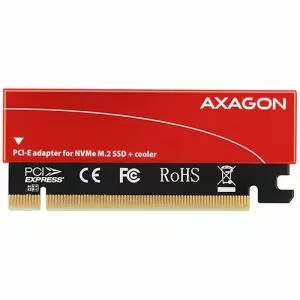 AXAGON PCEM2-S PCI-E 3.0 16x - M.2 SSD NVMe, 80 mm'ye kadar SSD, düşük profil, soğutucu