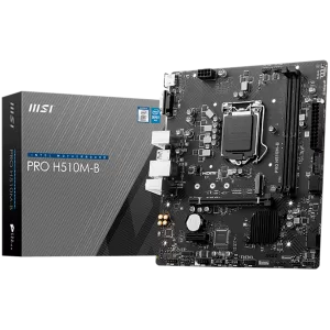 MSI PRO H510M-B DDR4, mATX, Chipset H470 (suportă doar al 10-lea procesor Intel), Socket 1200, Dual Channel DDR4 până la 2933MHz, 1x sloturi PCIe x16, 1x sloturi M.2, 1x HDMI, 1x USB 3, 1x VGA, 2 Genx 1, 4x USB 2.0, 7.1 HD Audio, 1 Gbps LAN, EZ Debug LED,
