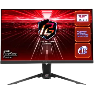 Asrock Gaming Monitor, 31.5" QHD(2560x1440) VA, AG, 165 Hz, 92% sRGB, 16:9, 3000:1, 550 cd/m², 178º/178º, 1ms (MPRT), Flicker-free, High, Swivel and Tilt adjustment, 2x 2W Speakers, 2x HDMI 2.0, 1x DP 1.2, 1x Audio Jack (3.5mm), Wi-Fi antenna, 3Y
