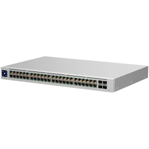 Ubiquiti USW-48 48-port, Layer 2 switch, 48 x GbE ports, 4 x 1G SFP ports, Fanless, silent cooling, ESD/EMP protection, 1.3" touchscreen LCM display, Rackmount (Kit included)