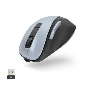 Mouse optic wireless HAMA MW-500 Recharge, albastru deschis, 6 butoane, 800/1200/1600 dpi, silentios