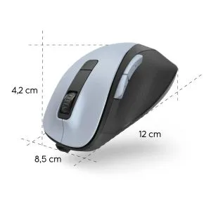 Mouse optic wireless HAMA MW-500 Recharge, albastru deschis, 6 butoane, 800/1200/1600 dpi, silentios