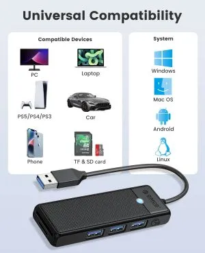 Orico USB3.0 HUB White - 3 x USB3.0, SD, TF - PAPW3AT-U3-015-WH