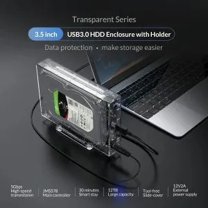 Orico Storage - Case - 3.5 inch USB3.0 transparent, Vertical - 3159U3