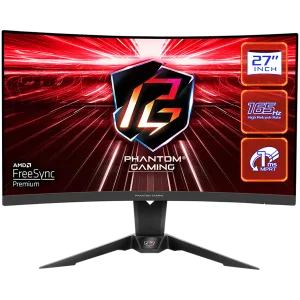 Asrock Curved Gaming Monitor, 27" QHD(2560x1440) 1500R VA, AG, 165 Hz, 110% sRGB, 4000:1, 550 cd/m², 178º/178º, 1ms (MPRT), Flicker-free, Hight, Swivel, Tilt Adjustment 2x 2W Speakers, 2x HDMI, 1x DP, 1x Audio, Wi-Fi Antenna, 3Y