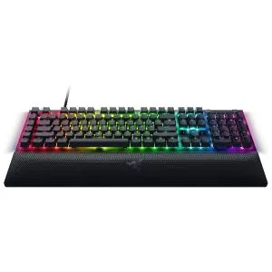 Tastatură mecanică pentru jocuri Razer BlackWidow V4, aspect SUA, comutator verde, Razer Chroma™ RGB, 6 taste macro, stabilizatoare lubrifiate, taste media, suport magnetic pentru încheietura mâinii, frecvență de interogare de până la 8000 Hz, cablu tip C