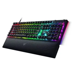 Tastatură mecanică pentru jocuri Razer BlackWidow V4, aspect SUA, comutator verde, Razer Chroma™ RGB, 6 taste macro, stabilizatoare lubrifiate, taste media, suport magnetic pentru încheietura mâinii, frecvență de interogare de până la 8000 Hz, cablu tip C