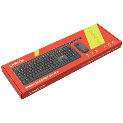 CANYON SET-W20, Wireless combo set,Wireless keyboard with Silent switches,105 keys,BG layout,optical 3D Wireless mice 100DPI black