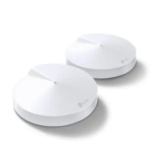 Безжичен рутер TP-Link Deco M5, AC1300, 2.4/5 GHz, 400 -  867 Mbps, Gigabit, (2-pack)