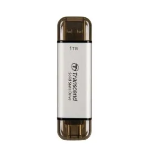 Hard disk Transcend 1TB, SSD extern, ESD310S, USB 10Gbps, tip C/A, argintiu