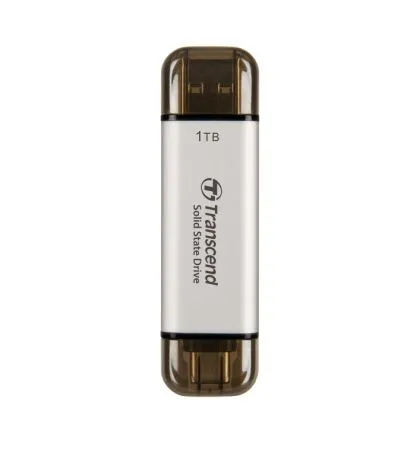 Hard disk Transcend 1TB, SSD extern, ESD310S, USB 10Gbps, tip C/A, argintiu