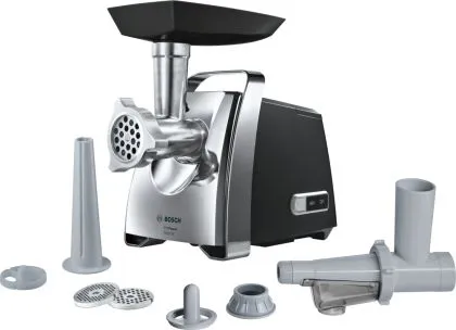 Meat mincer Bosch MFW67450, Meat mincer ProPower, 700W - 2000W, Discs: 3 / 4,8 / 8 mm; Sausage attachment; Attachment for kibbutz / meatballs; Fruit pressing attachment; Out: 3.5kg/min, Black