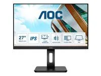 Monitor AOC Q27P2Q, 27" IPS WLED, 2560x1440@75Hz, 4ms GtG, 300cd m2, 1000:1, DCR 50M:1, FlickerFree, Low Blue Light, 2Wx2, Tilt, Height Adjust, HDMI-Swivel, Pivot , DP, hub USB