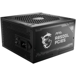 MSI MAG A850GL PCIE5, 600W, 80 Plus Gold, 120mm Fluid Dynamic Bearing Fan, Protections: OCP/OVP/OPP/OTP/SCP, Dimensions: 150mmx140mmx86mm, 5Y Warranty