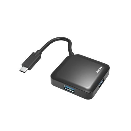 Hub USB HAMA, USB-C 4 porturi, USB 3.2 Gen 1, 5 Gbit/s, negru