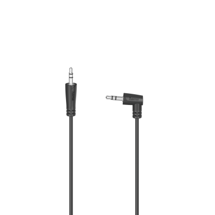 Cablu audio HAMA, mufă de 3,5 mm tată - mufă de 3,5 mm tată la 90°, 1,5 m, negru