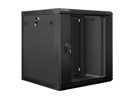 Комуникационен шкаф Lanberg rack cabinet 19" wall-mount 12U / 600x600 for self-assembly (flat pack), black