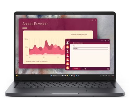 Лаптоп Dell Pro 14 PC14250, Intel Ultra 5 235U vPro (12 TOPS NPU, 12 cores, up to 4.9 GHz), 14" FHD+(1920x1200) 300nits AG, 16 GB: 1x16 GB, DDR5, 5600 MT/s, 512 GB SSD, Intel Graphics, FHD HDR IR Cam and Mic, Wi-Fi 6E, FPR, Backlit Kb, Win11 Pro, Platinum