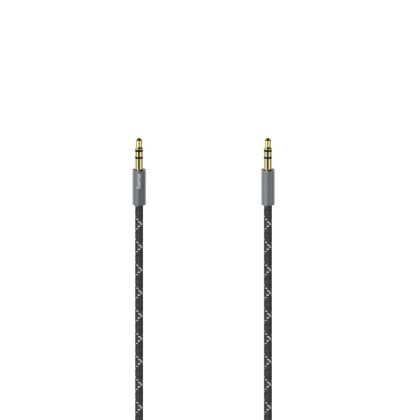Cablu audio HAMA, mufă 3,5 mm tată - mufă 3,5 mm tată, metal, conectori placați cu aur, 0,75 m, negru
