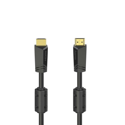 HAMA Yüksek hızlı kablo, HDMI erkek - HDMI erkek, 4K, 10,2 GB/s, Ethernet, 15 m, Posl. konektörler, 2 filtre, Siyah