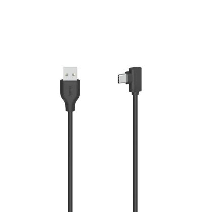Cablu HAMA USB-C tată - USB A, 90°, 0,75 m, USB 2.0, 480Mbit/s, Negru