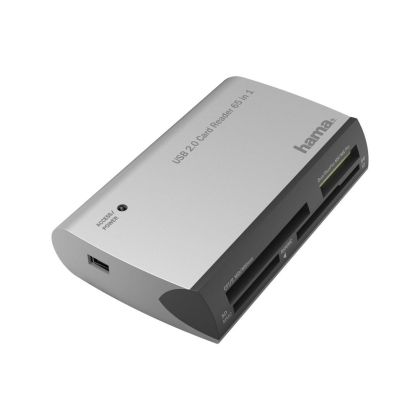 Cititor de carduri HAMA All in One, USB 2.0, SD/microSD/CF/MS, 480 Mbps, argintiu