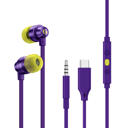 Gaming Earphone Logitech G333 In-ear, 3.5 mm + USB-C adapter, Purple