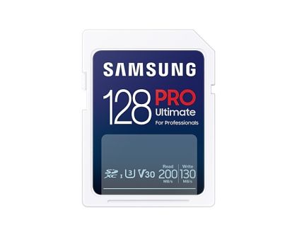 Memory Samsung 128GB SD Card PRO Ultimate with USB Reader, U3, V30 , Read 200MB/s - Write 130MB/s