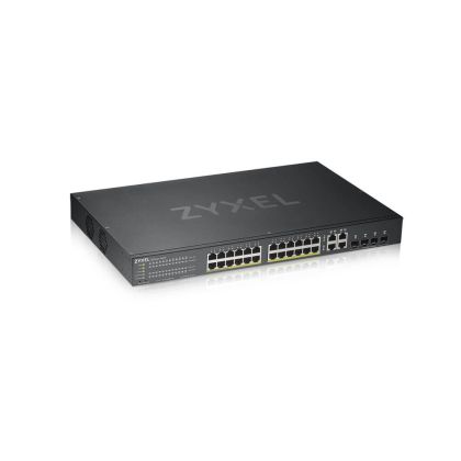 Switch ZyXEL GS1920-24HPv2, 28 Port Smart Managed Switch 24x Gigabit Copper and 4x Gigabit dual pers., hybird mode, standalone or NebulaFlex Cloud