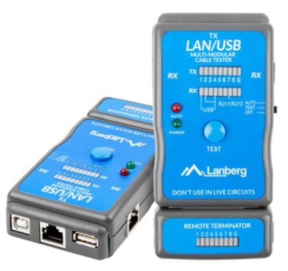 Lanberg cable tester tool for wiring terminated with RJ-45, RJ-11, USB