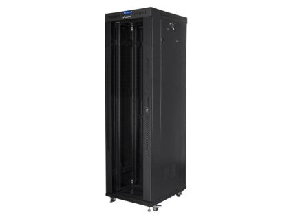 Communication cabinet Lanberg rack cabinet 19" free-standing 42U/600x800 (flat pack) with glass door lcd black v2