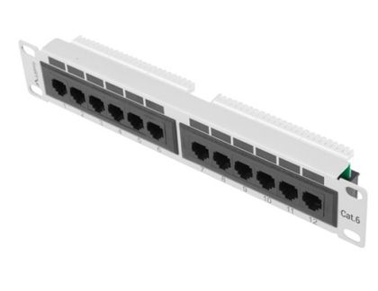 Patch panel Lanberg patch panel 12port 1U 10" CAT.6, grey
