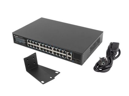 Switch Lanberg switch 24x 100mb poe+/2x combo rack 19" gigabit ethernet 360w v2