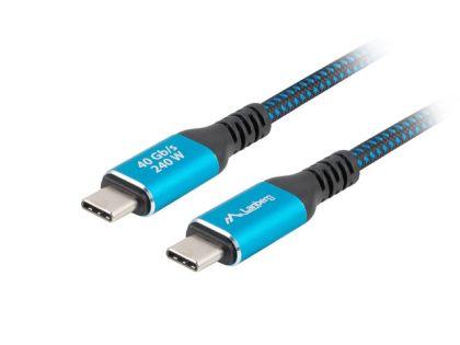 Cable Lanberg USB-C M/M 4.0 cable 1m 240w 8k 60hz black-blue