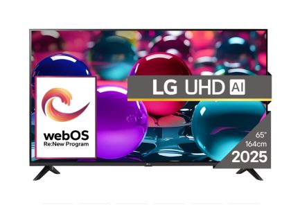 TV LG 65UA73003LA, 65" 4K UltraHD TV 4K (3840x2160), DVB-T2/C/S2, webOS 25 Smart, ThinQ AI, Alpha 7 AI Processor, WiFi, HDR10 pro, HLG, ALLM/HGiG, 4K Upscaling, AI Sound pro, Multiple View, HDMI eARC, LAN, USB, Bluetooth, Google Cast, 2 Pole Stand,