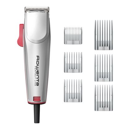Hair clipper Rowenta TN1300F0 Hair Clipper Perfect Line 2 silver, 1 speed, 6 fix hair combs, micro setting (0.6-0.9-1.2mm), hair settings (0.6-25mm), heights hair clipper (9), corded, pouch, oil & cleaning brush