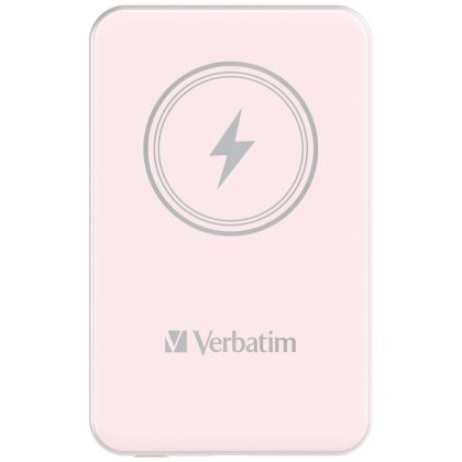 External battery Verbatim MCP-5PK Power Pack 5000 mAh with UBS-C® PD 20W / Magnetic Wireless Charging 15W Pink