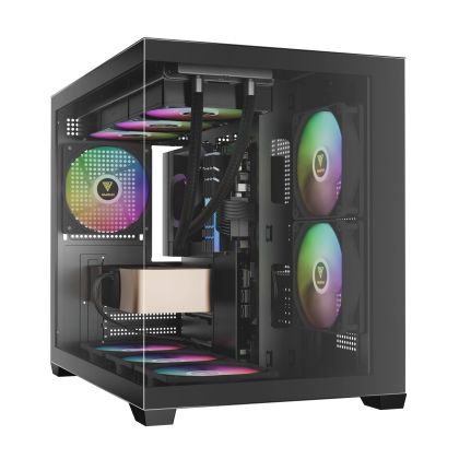 Gamdias Case mATX - AURA GC10M v2 - 3 x 120 mm A-RGB, USB-C, Tempered Glass