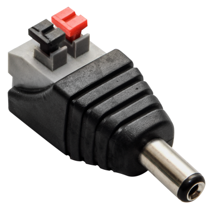 Power connector with clips for CCTV cameras (12v, 2.1/5.5mm male).