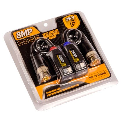Video balun HD BRAVAS 8MP B502 with clip set /2 pcs./